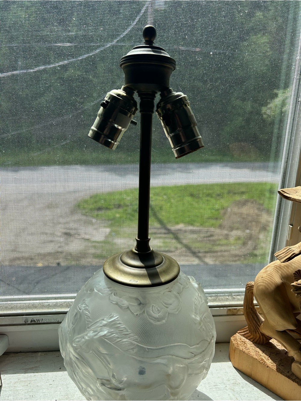 Antique Frosted Glass Horse Lamp- Karl Zentner - Picture 3 of 13